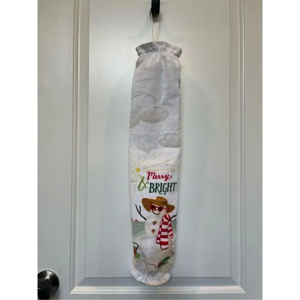 Handmade Plastic Bag Holder-Merry And Bright Snowman